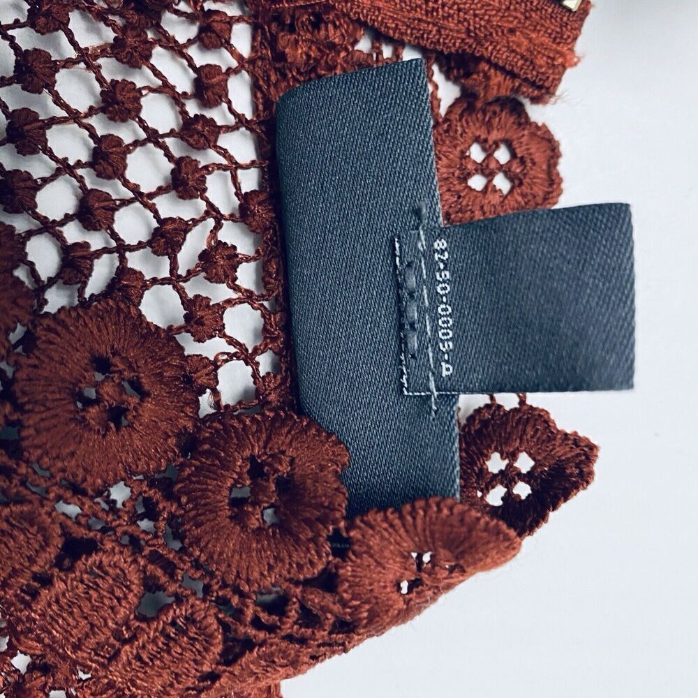 BOLD ELEMENTS LACEY Rust Orange Zipper Overlay Top SIze MEDIUM Bell Sleeve - Picture 7 of 15